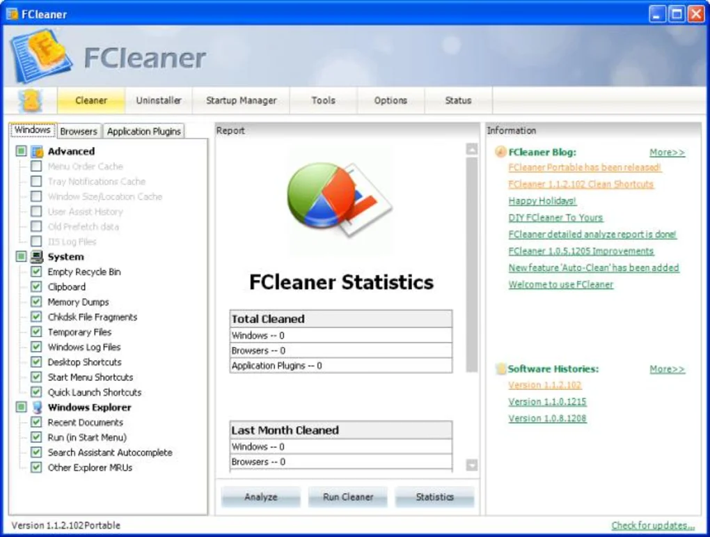 برنامج مهندس الكمبيوتر FCleaner